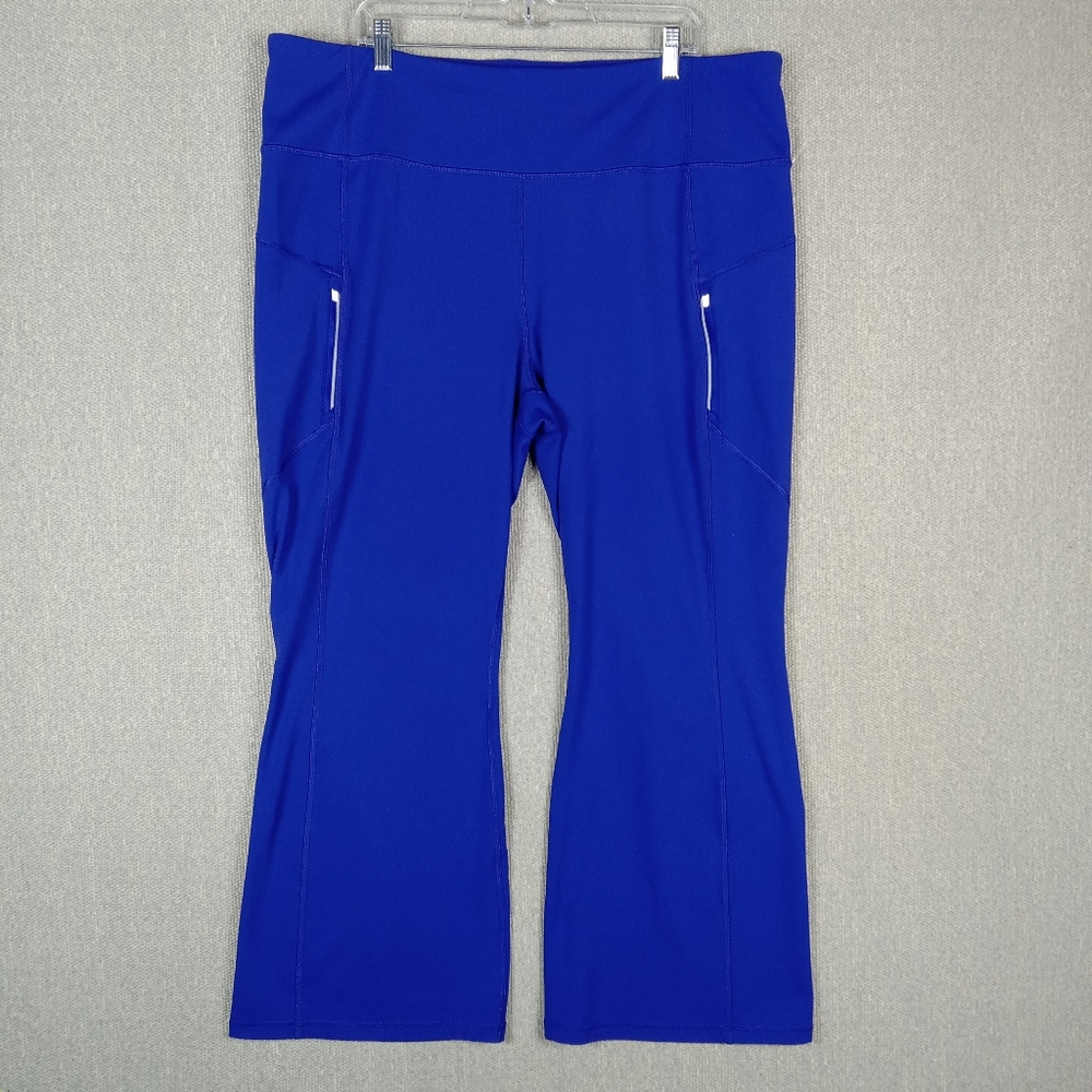 Athleta Rainier Bootcut Pant 3X Noble Blue Fleece Lined High Rise Zip Pockets